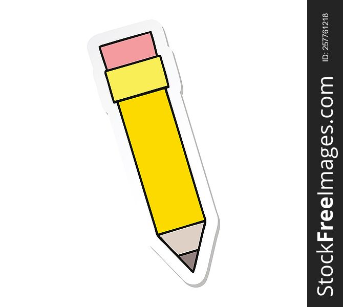 Sticker Of A Quirky Hand Drawn Cartoon Pencil