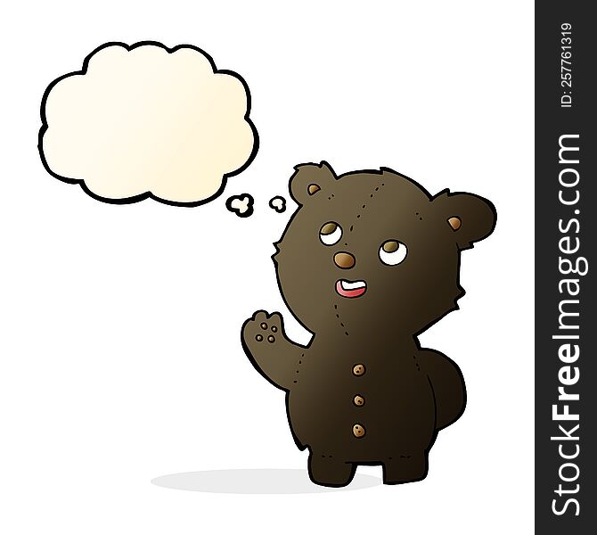 Cartoon Cute Black Bear Cub With Thought Bubble