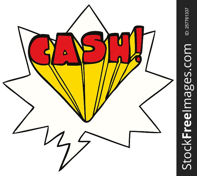 cartoon word cash with speech bubble. cartoon word cash with speech bubble