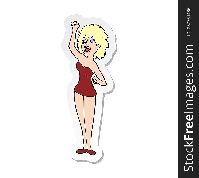 sticker of a cartoon dancing woman