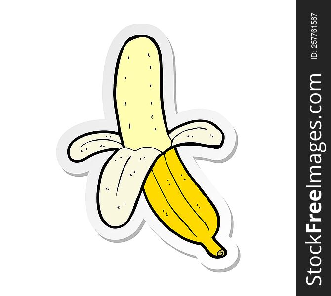 sticker of a cartoon peeled banana