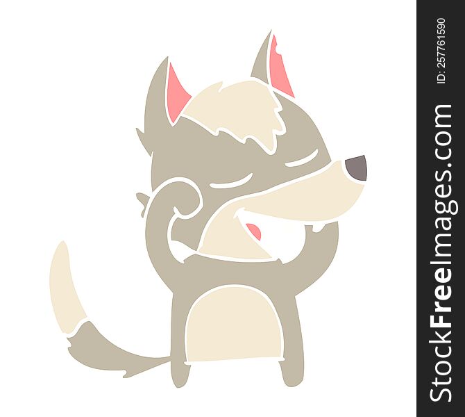 Flat Color Style Cartoon Wolf Laughing
