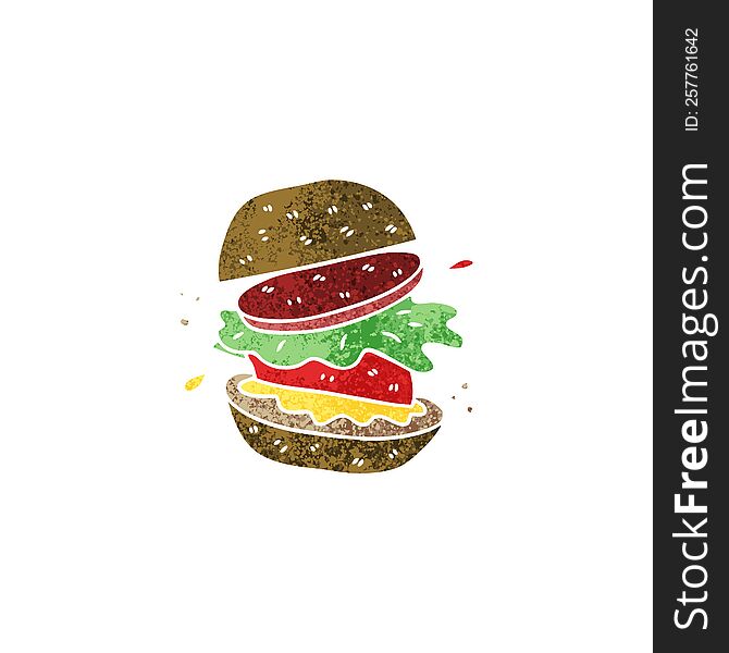 Quirky Retro Illustration Style Cartoon Veggie Burger