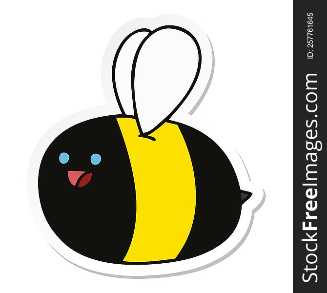 Sticker Of A Quirky Hand Drawn Cartoon Bumblebee