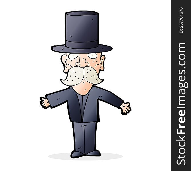 cartoon man wearing top hat