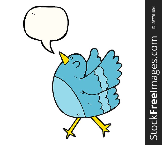 Speech Bubble Cartoon Happy Bird