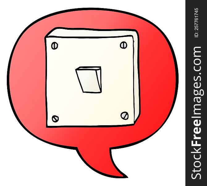 cartoon light switch with speech bubble in smooth gradient style