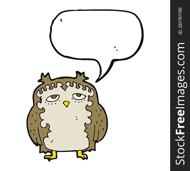 Cartoon Wise Old Owl With Speech Bubble