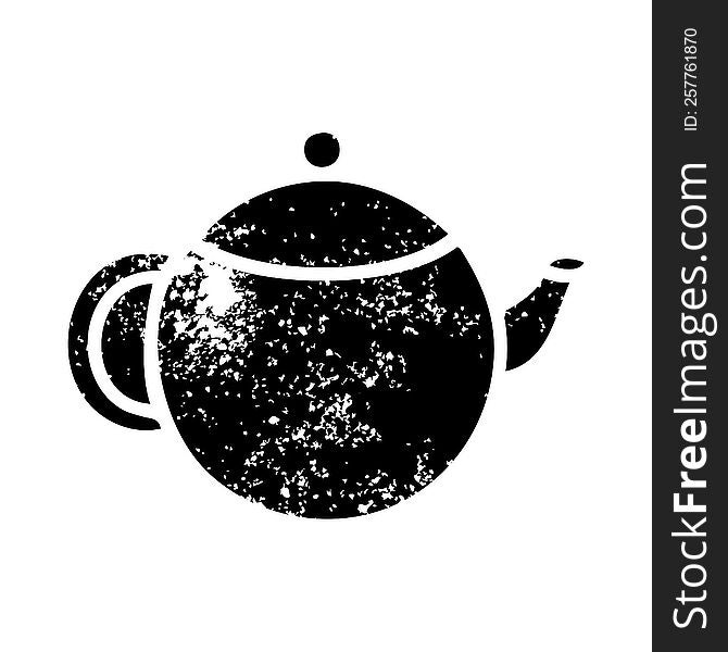 distressed symbol of a red tea pot
