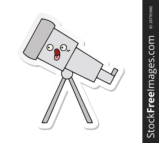 Sticker Of A Cute Cartoon Telescope