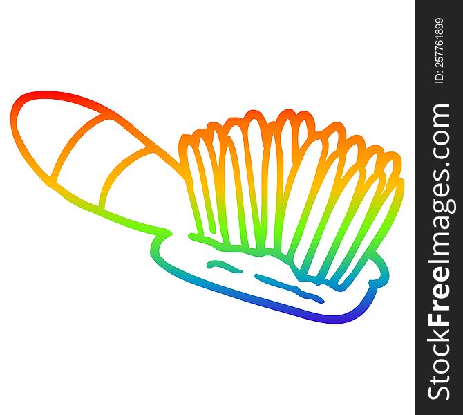 rainbow gradient line drawing of a cartoon hair brush