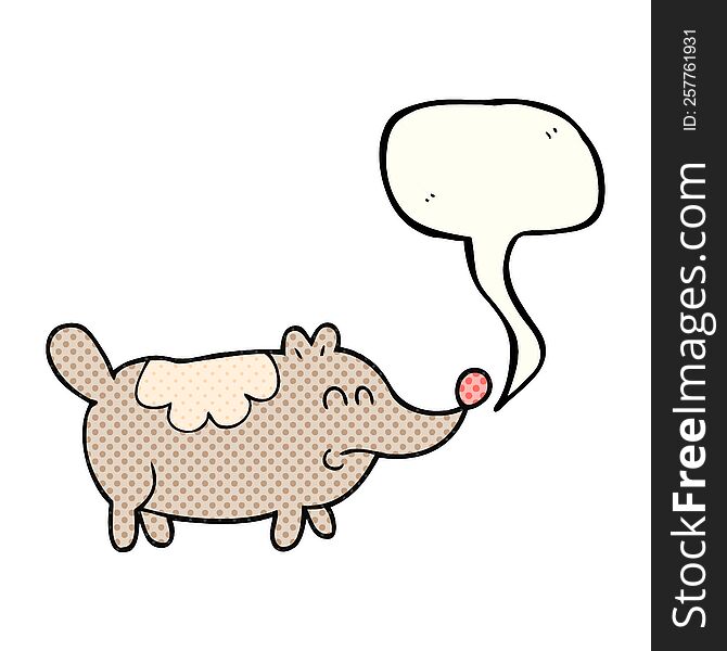 freehand drawn comic book speech bubble cartoon small fat dog