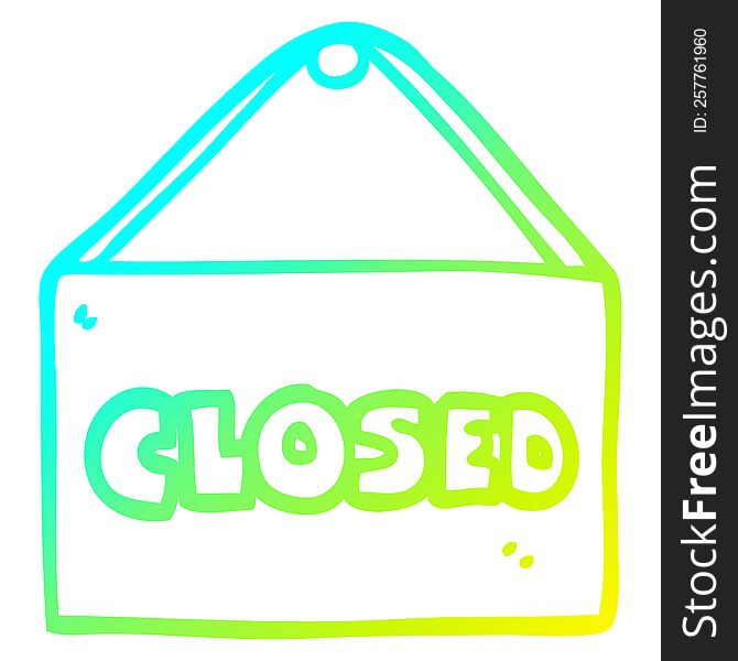 cold gradient line drawing cartoon closed sign