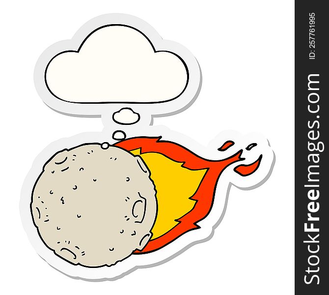 Cartoon Meteorite And Thought Bubble As A Printed Sticker