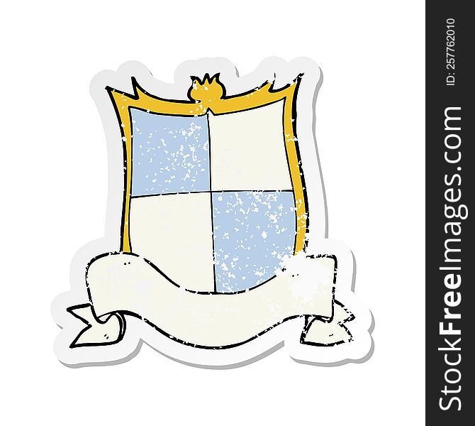 retro distressed sticker of a heraldry cartoon