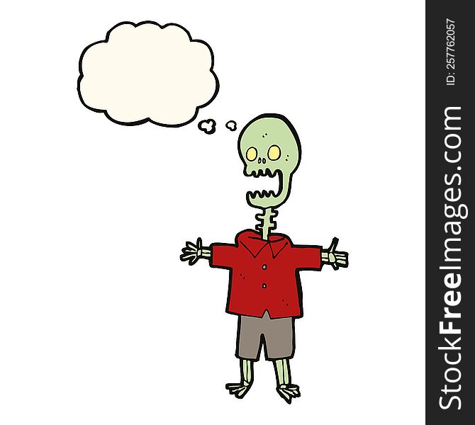 Cartoon Skeleton With Thought Bubble