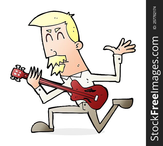 cartoon man playing electric guitar