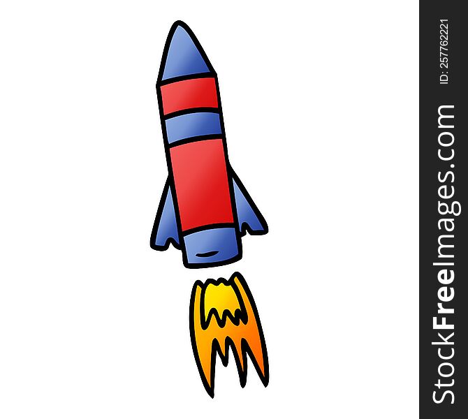 Gradient Cartoon Doodle Of A Space Rocket