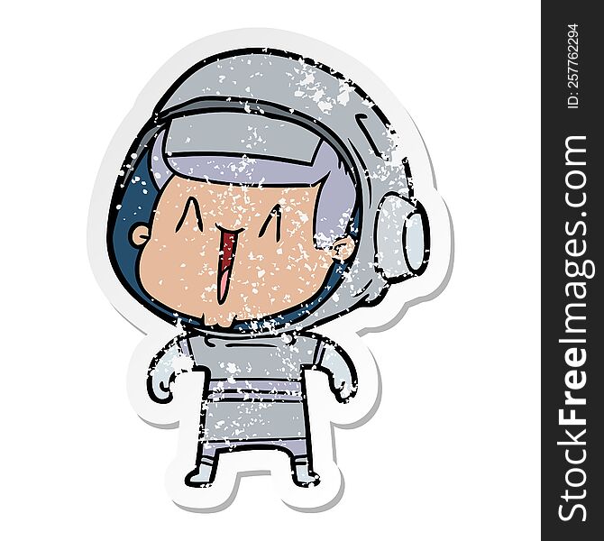 Distressed Sticker Of A Cartoon Astronaut Man