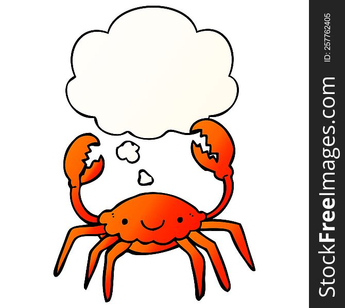 cartoon crab with thought bubble in smooth gradient style