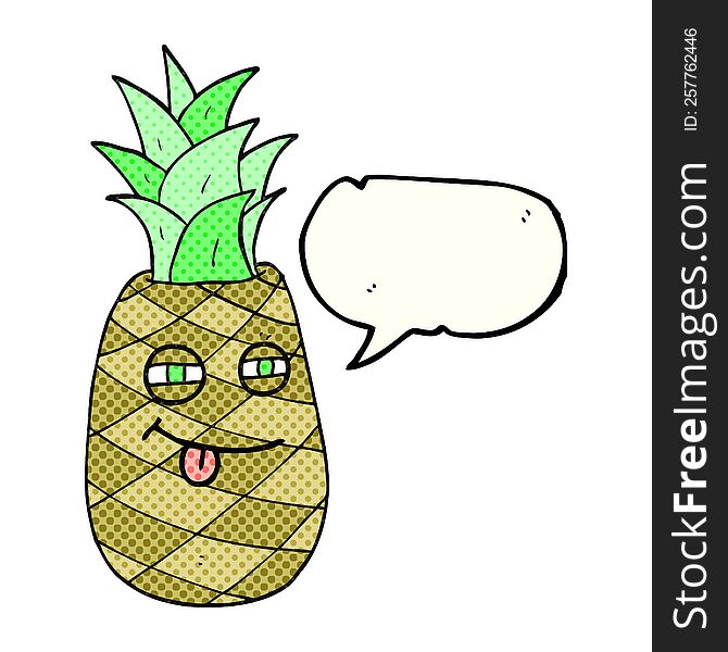 freehand drawn comic book speech bubble cartoon pineapple