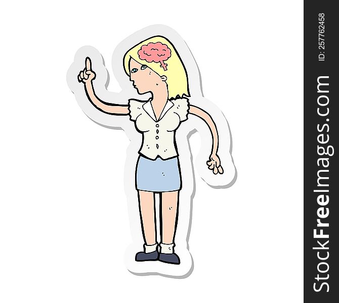 sticker of a cartoon woman with clever idea