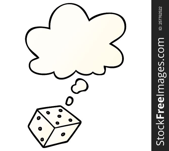 cartoon dice and thought bubble in smooth gradient style