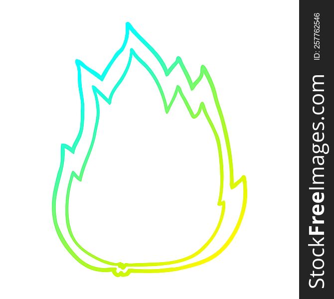 Cold Gradient Line Drawing Cartoon Fire