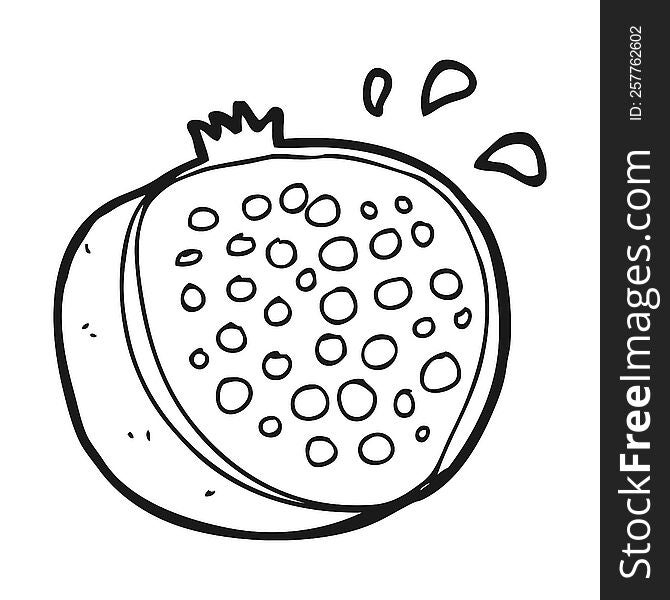 Black And White Cartoon Pomegranate