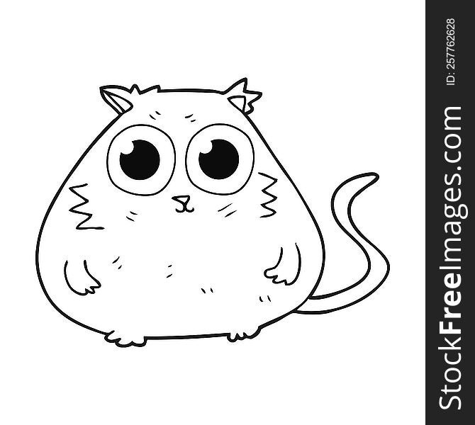 black and white cartoon cat with big pretty eyes