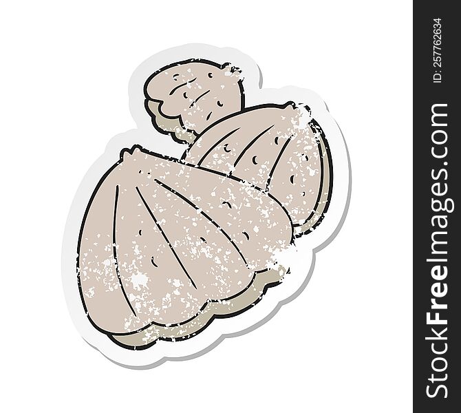retro distressed sticker of a cartoon oysters