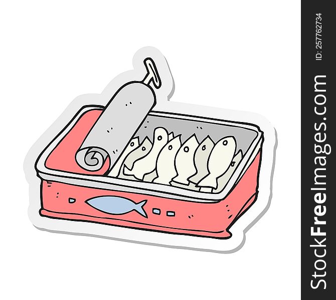 Sticker Of A Cartoon Can Of Sardines