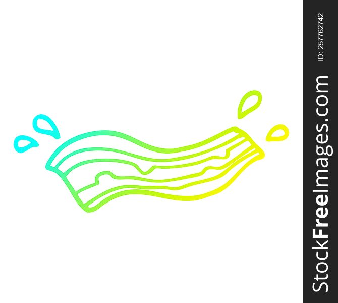 cold gradient line drawing of a cartoon sizzling bacon