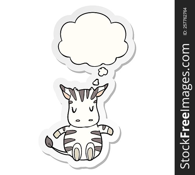 Cartoon Zebra And Thought Bubble As A Printed Sticker