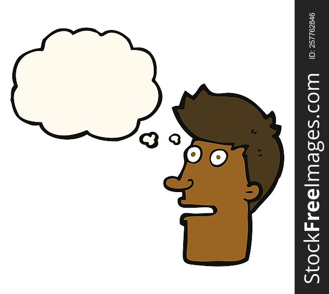 Cartoon Shocked Male Face With Thought Bubble