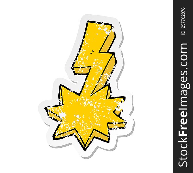 distressed sticker of a cartoon lightning strike