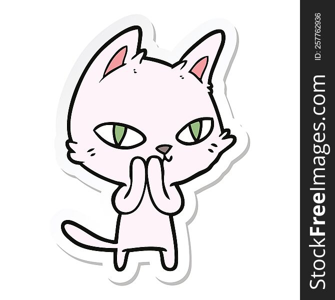 sticker of a cartoon cat staring