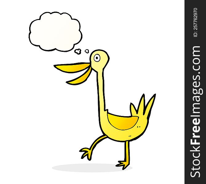 funny cartoon duck with thought bubble