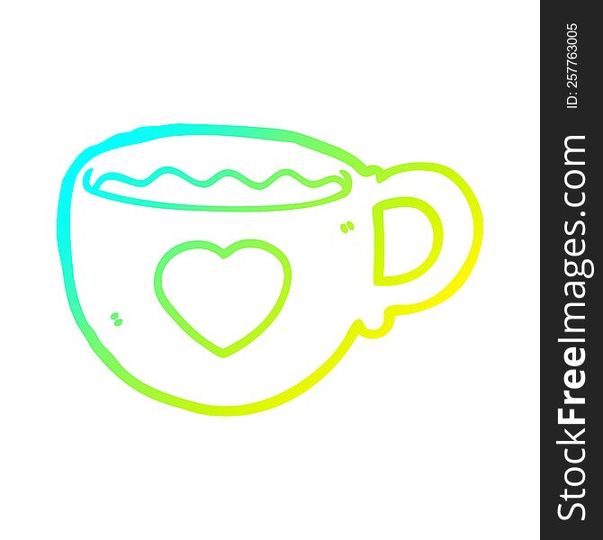cold gradient line drawing I love coffee cartoon cup