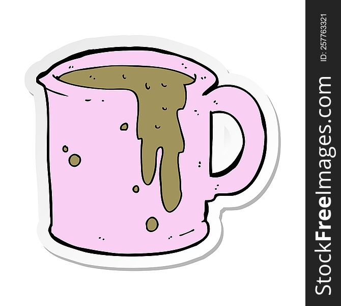 sticker of a cartoon coffee mug