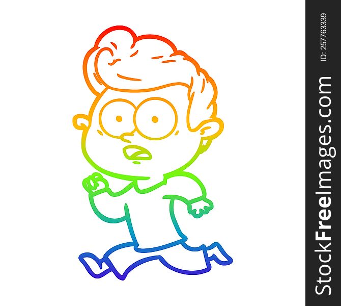Rainbow Gradient Line Drawing Shocked Cartoon Man