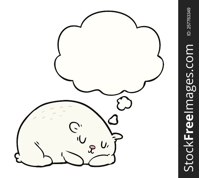 cartoon polar bear with thought bubble. cartoon polar bear with thought bubble