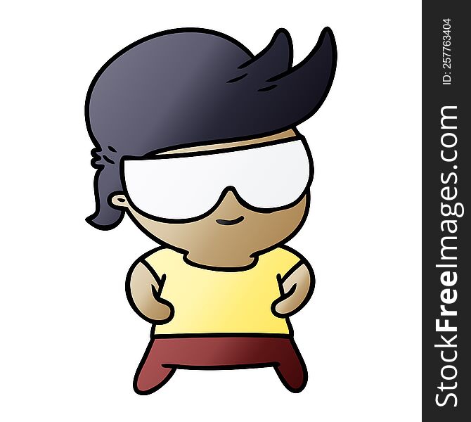 gradient cartoon kawaii kid with shades