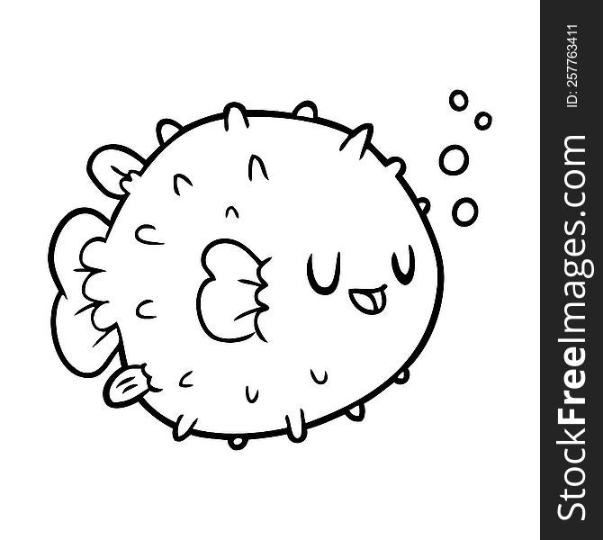 line drawing of a blowfish. line drawing of a blowfish