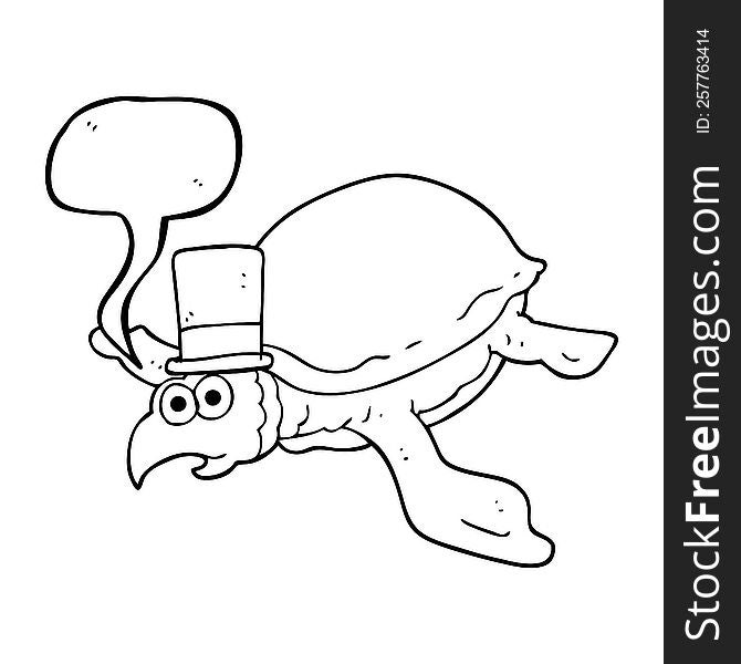 freehand drawn speech bubble cartoon turtle
