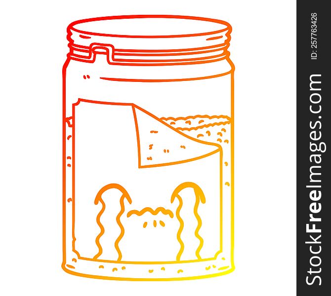 warm gradient line drawing of a cartoon glass jar crying