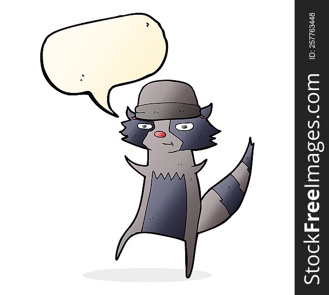 cartoon raccoon with speech bubble