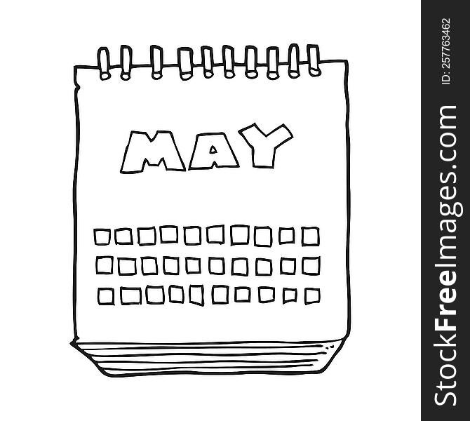 Black And White Cartoon Calendar Showing Month Of May