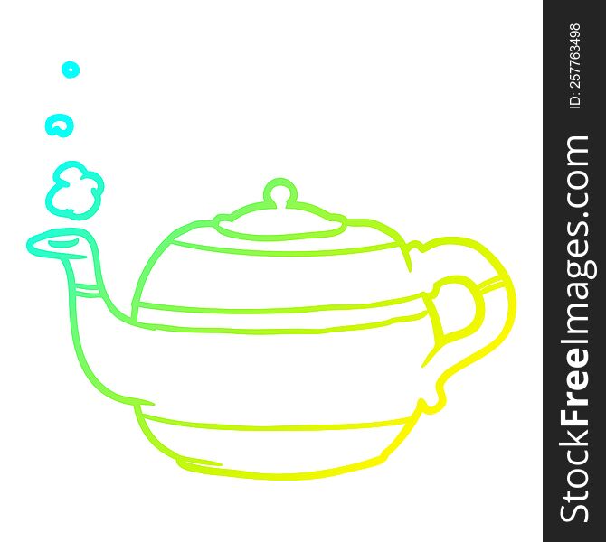 cold gradient line drawing of a tea pot