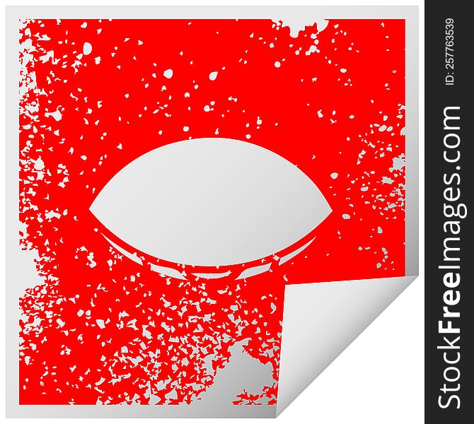 Distressed Square Peeling Sticker Symbol Sleeping Eye
